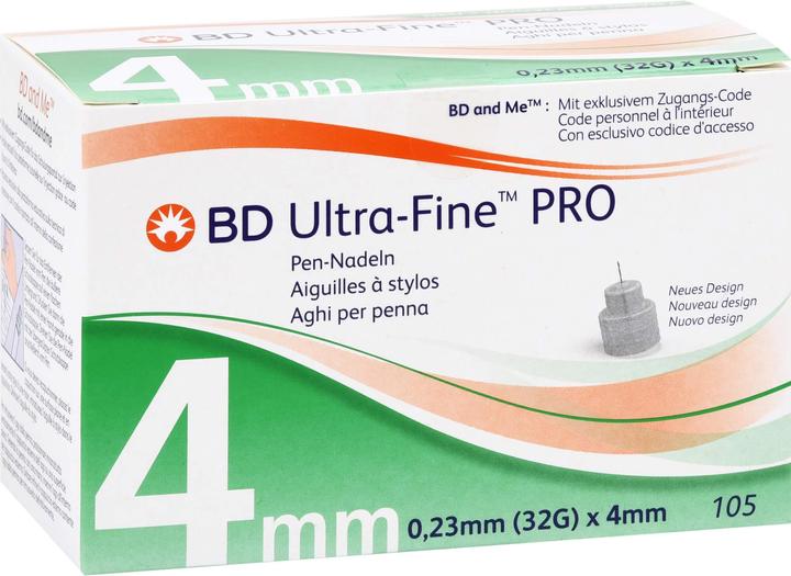 Produktbild BD ULTRA-FINE PRO Pen-Nadeln 0,23 mm (32G) x 4 mm, 105 St. Kanülen (Pen Nadeln + Einmalkanülen)