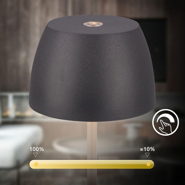 Produktbild Briloner Akku LED Tischleuchte mit Ladestation, Mini, Touch, Anthrazit (150 lm)