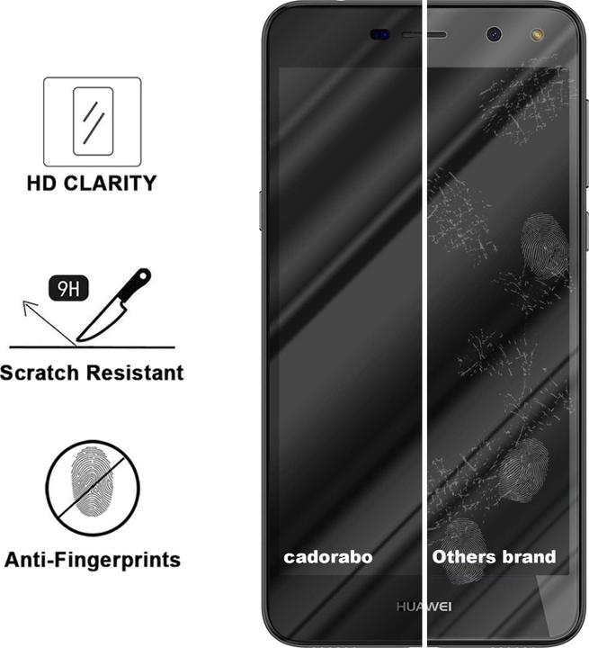 Actual product image Cadorabo Full screen display protection glass (1 Piece, Huawei Y6 (2017), Huawei Y5 (2017))