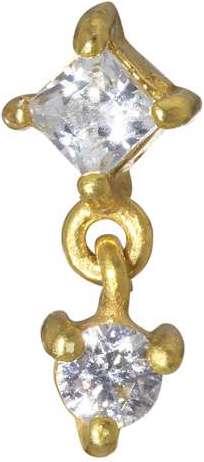 Bijouteria Dermal-Anchor Aufsatz (Chirurgenstahl 316L, PVD Beschichtung (goldfarbig), Kristall)