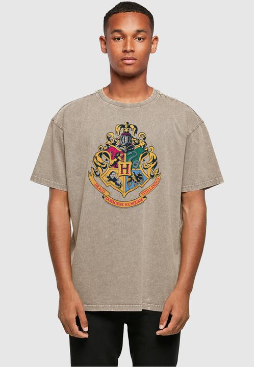 Immagine prodotto Absolute Cult Harry Potter - Maglietta oversize con stemma di Hogwarts lavata con acido color oro - 115283 (M)