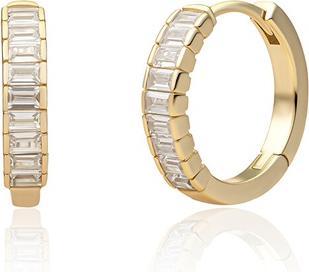 Sparkling Jewels Sparkling Gold-Plated Hoop Earrings With Cubic Zirconia Eag23