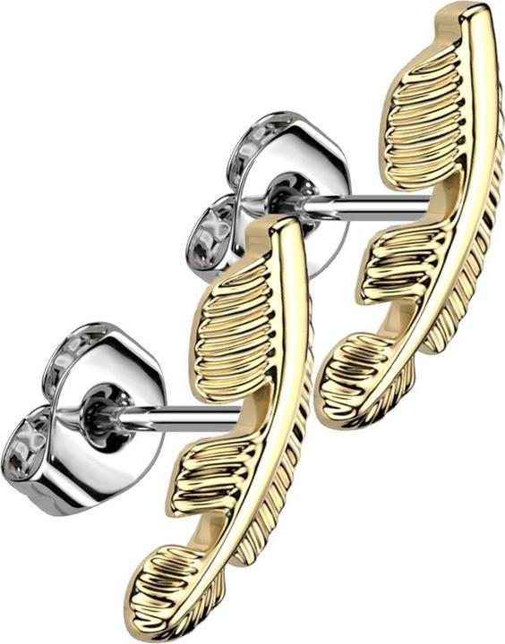 Star Piercing Ohrstecker Feder vergoldet (ohne Messing, Chirurgenstahl 316L)