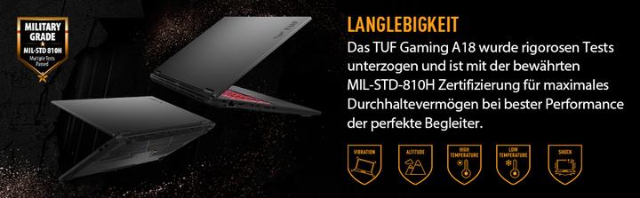 Produktbild ASUS TUF Gaming A18 RTX 5070 (18", AMD Ryzen 7 260, 32 GB, 1000 GB, DE)