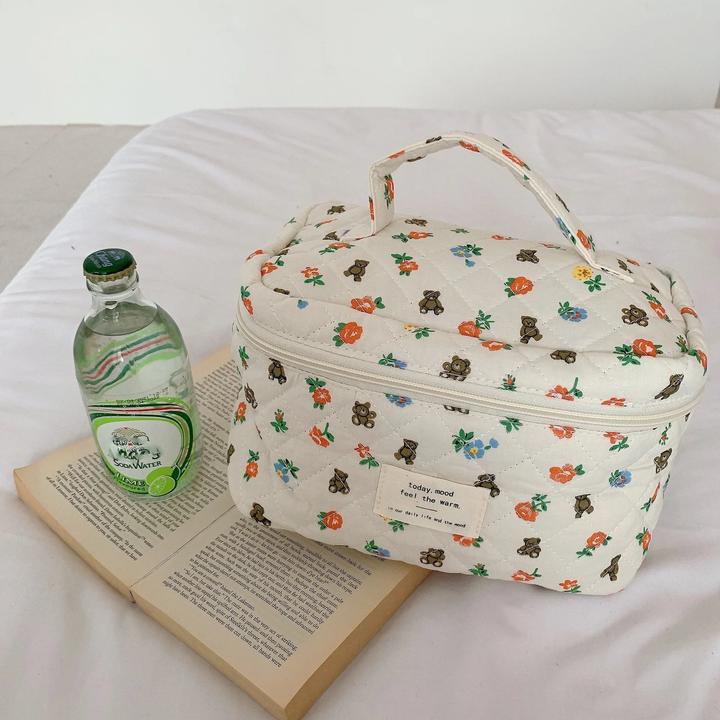 Only-Bags.Store Quilten Baumwolle Make-Up Tasche Zipper Cosmetic Organizer Reise Wesentliche Tasche Handtasche Box