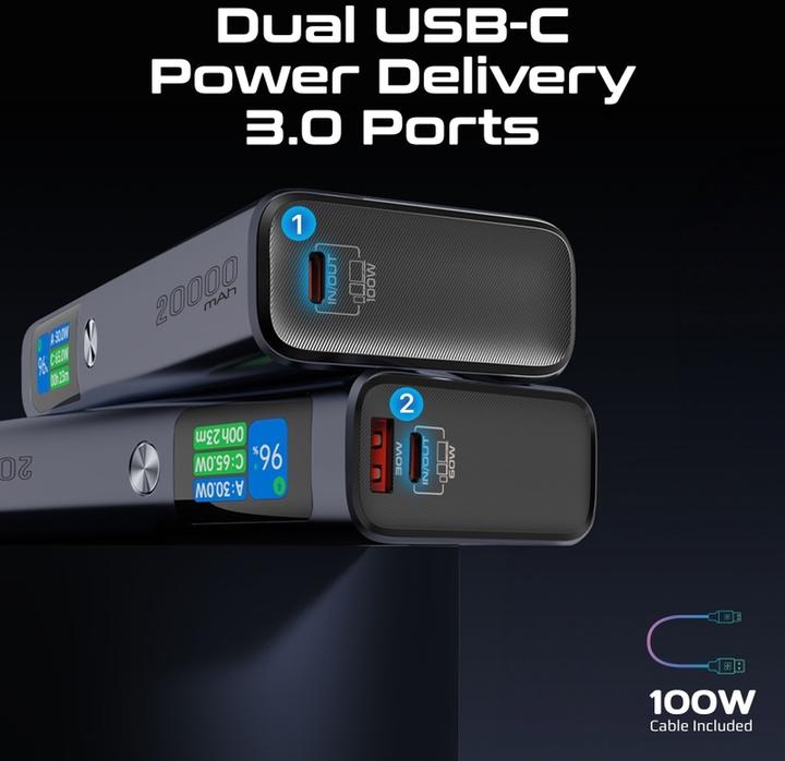 Image du produit ProMate Banque de puissance Titan-130 20000mAh (20000 mAh, 130 W, 72 Wh)