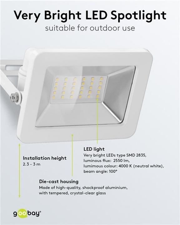 Actual product image Goobay Exterior spotlight (2560 lm, IP65)
