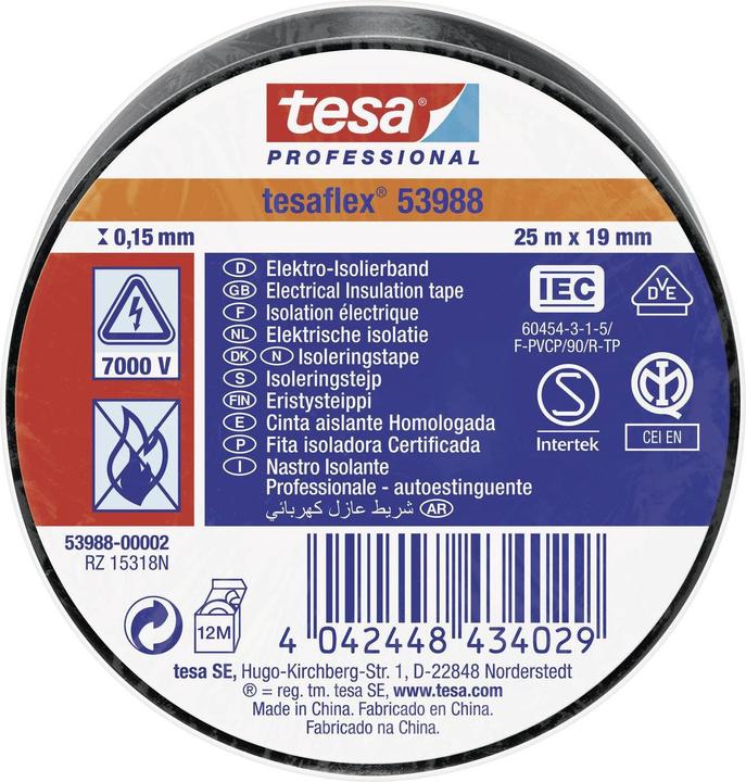 Produktbild tesa tesaflex Isolierband IEC 25:19 schwarz (19 mm)