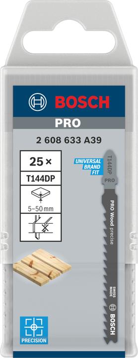 Actual product image Bosch Professional Zubehör PRO Wood precise T144DP Jigsaw blade, 100 mm, 25 pcs.