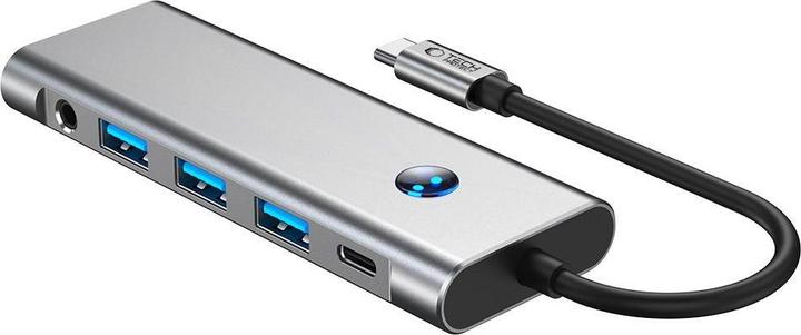 Actual product image Tech-Protect HB04 HUB Adapter 9in1 USB-C + USB2.0 + USB3.0 + HDMI 4K 60Hz + SD / TF + PD100W + AV3.5