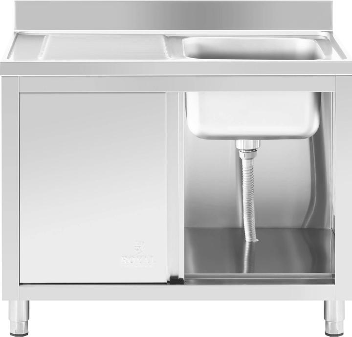 Produktbild Royal Catering Spülenschrank Spülenunterschrank Spülschrank Edelstahl Becken: 400x400x240 mm (Aufsatzspülbecken, 24 cm, 60 cm)