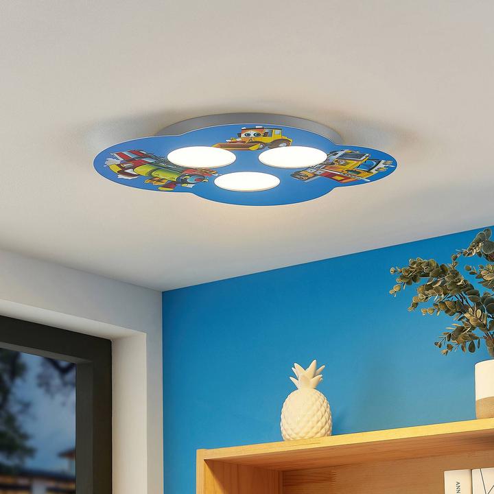 Produktbild Lindby Jan Kinderzimmer-Deckenleuchte, Fahrzeuge (1305 lm, GX53)