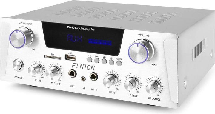 Immagine prodotto Karaoke amplificatore con Bluetooth - Fenton AV430A - 600W - 2 microfooningangen met echo - mp3 speler