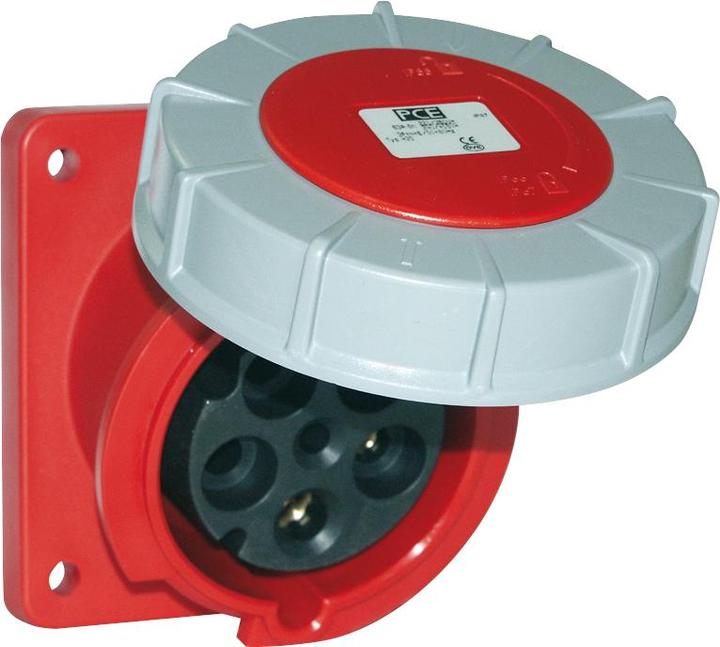 Produktbild PCE 444-9 Anbaudose schräg 125A 4p 9h IP66/67 Power Twist (Flansch 120x130 - Lochabstand 100x108)