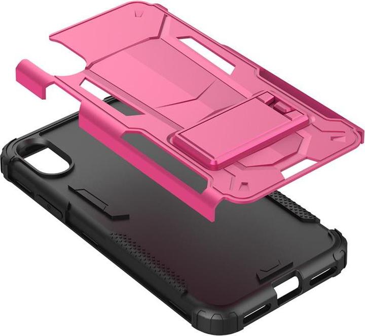 Actual product image Zizo Hybrid Transformer Cover - Armoured iPhone X case with stand (hot pink/black) (Apple iPhone X)
