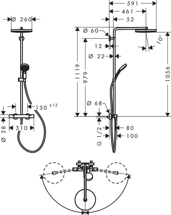 Produktbild hansgrohe Pulsify S Puro Duschsystem 260, 1jet, Ecostat Fine, Handbrause 3jet