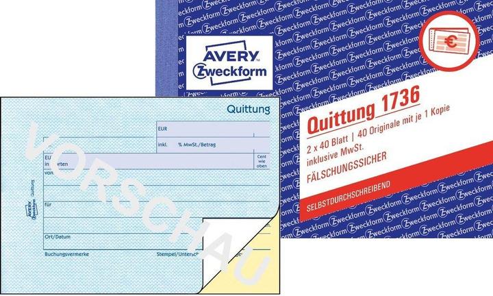 Actual product image Avery Form book "Receipt", SD, 4+1 FREE of charge (40 x)