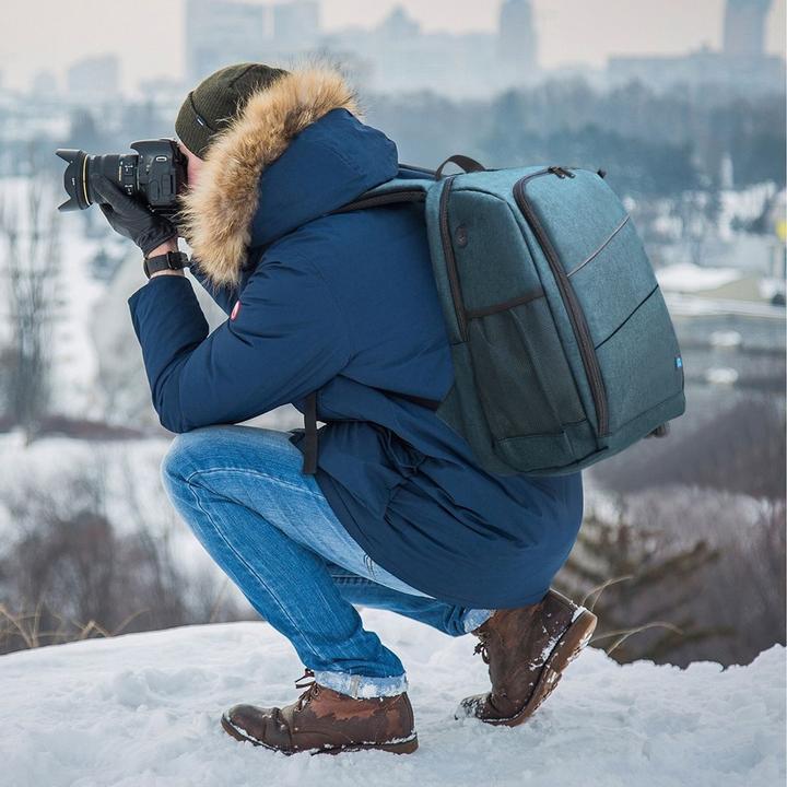 Produktbild König Design Kamera Foto Rucksack Tasche viel Platz für Kamera + Zubehör Drohne Regenschutz (Kamera Schultertasche)