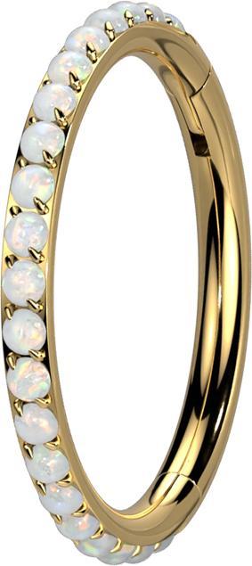 Produktbild Star Piercing Micro Segmentring klappbar vergoldet seitlich Opale weiss (ohne Messing, Titan G23)