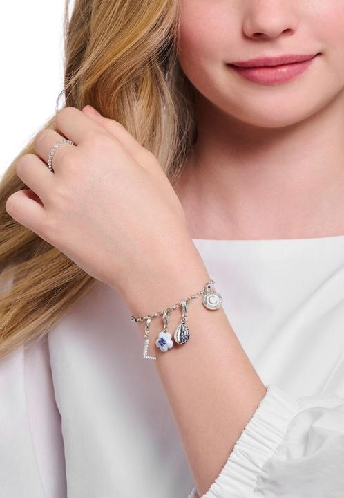 Immagine prodotto Thomas Sabo Bracciale con charm con smalto bianco a freddo in argento (19 cm, Argento 925, Smalto)