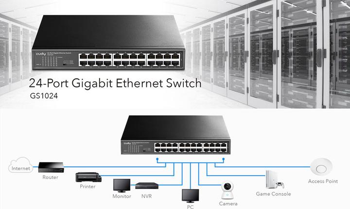 Produktbild Cudy GS1024 network switch Gigabit Ethernet (10/100/1000) Black (24 Ports)