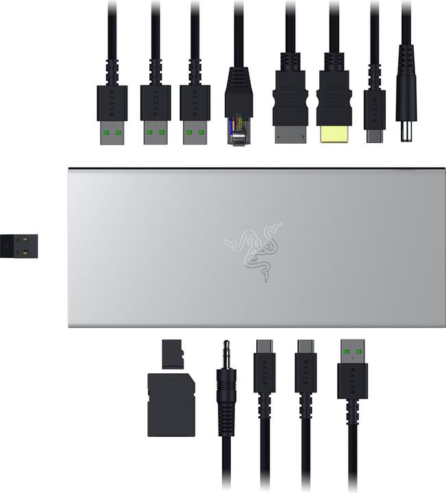 Actual product image Razer NB Acc Dock USB-C 4 Mercury (RC21-02280200-R3EK) (USB-C, 14 Ports)
