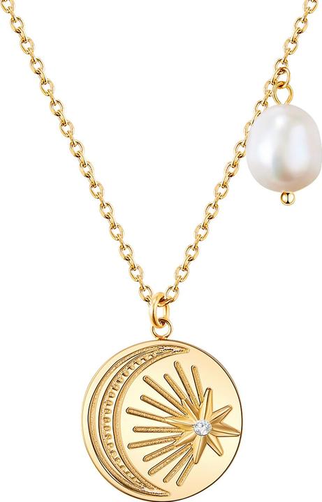 Valero Pearls Damen Edelstahl Preciosa Süsswasser-Zuchtperle Gelbgold 40,0 cm Grundkette + 5,0 cm (Edelstahl, 40 - 45 cm)