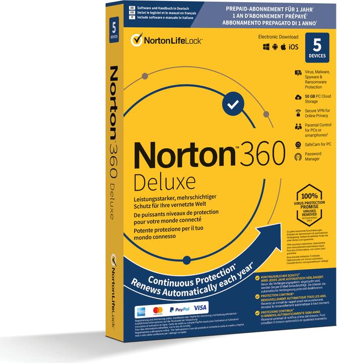 Actual product image Norton 360 Deluxe (5 User, 12 months)