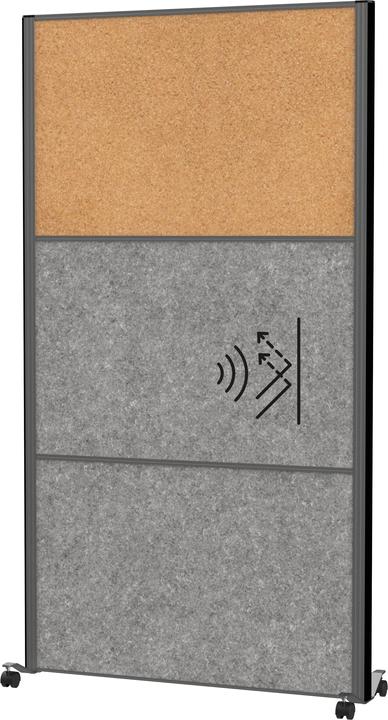 Produktbild Maul Akustik-Trennwand MAULcocoon 9605189 dunkelgrau, braun 100,0 x 182,0 cm mit Rollen