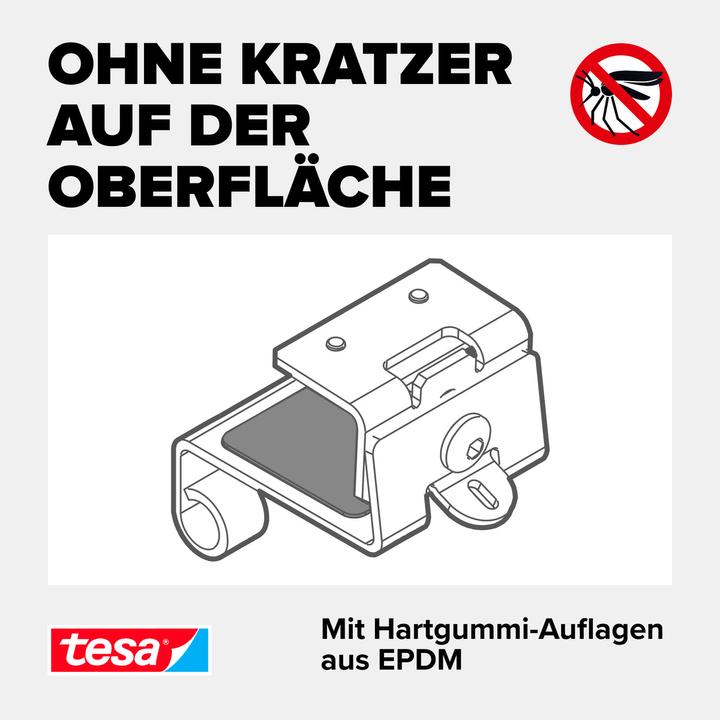 Produktbild tesa FALT Insektenschutz Adapter für Türen, Tür-Klemme für die Montage ohne Bohren oder Schrauben (4 x 11 x 15 cm)