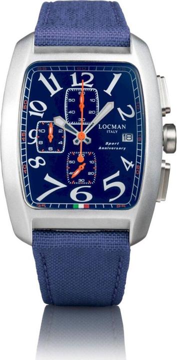 Locman Italy Herrenuhr Sport Anniversary Chrono blau Ref. 0470 (Chronograph, 37 mm)
