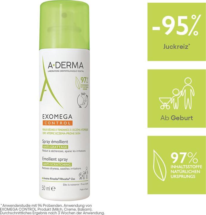 Produktbild A-Derma Exomega Control Emollient Soothing Spray For Dry And Atopic Skin 50Ml (Körperlotion, 50 ml)