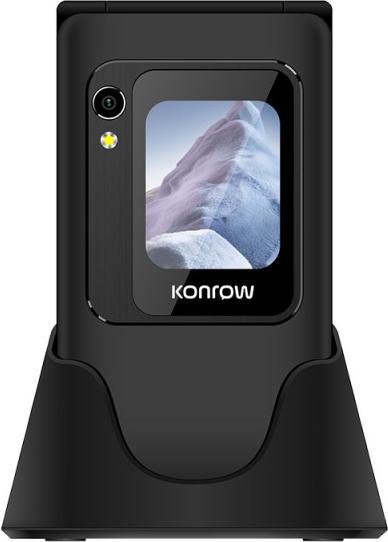 Actual product image Konrow Senior Flip (4G - 2.8" - With Charging Station) Black (2.80", 4G)