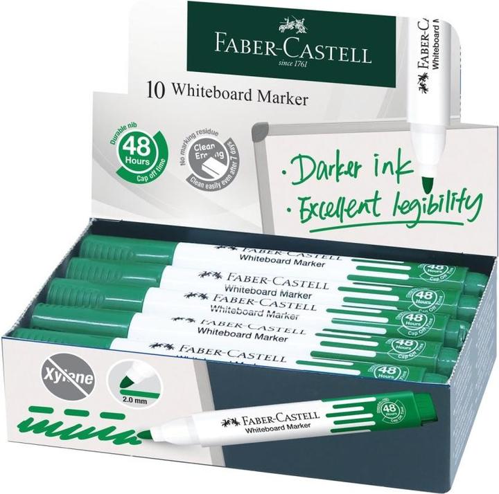 Actual product image Faber-Castell Marker Whiteboard W20 grün 10 Stück (Green, 2 mm, 1 x)