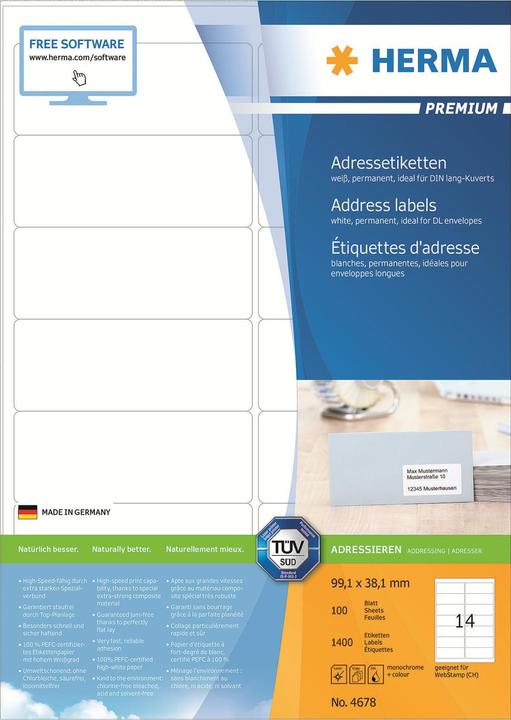 Actual product image HERMA Address labels A4
