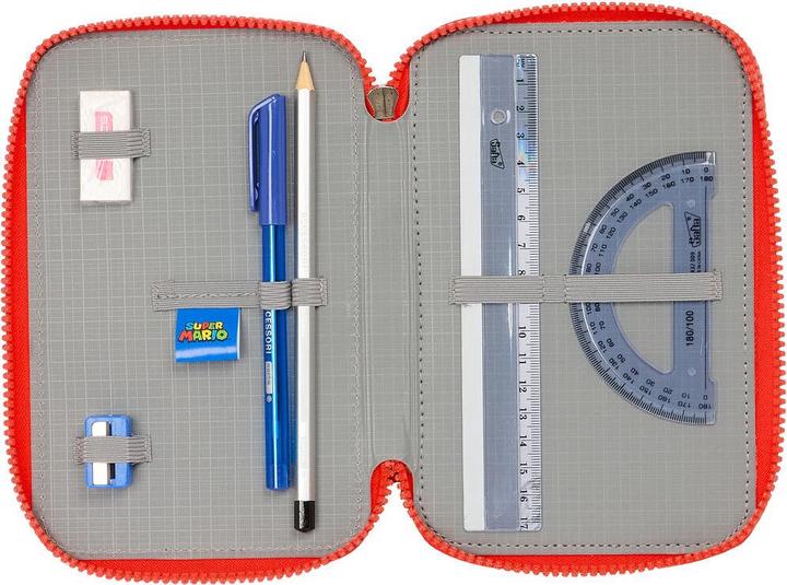 Actual product image Super Triple pencil case Mario World Navy blue 12.5 x 19.5 x 5.5 cm 36 pieces