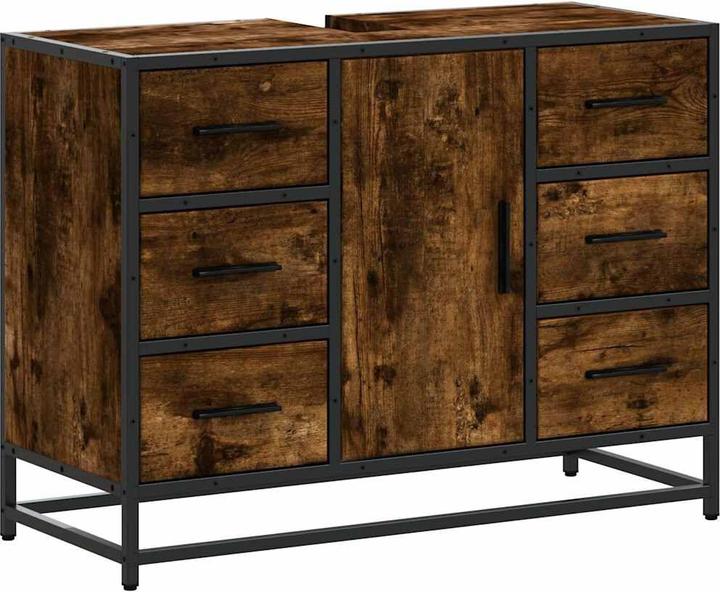 VidaXL Meuble sous-vasque Chêne fumé 80x33x60 cm Bois composite (80 x 33 x 60 cm)