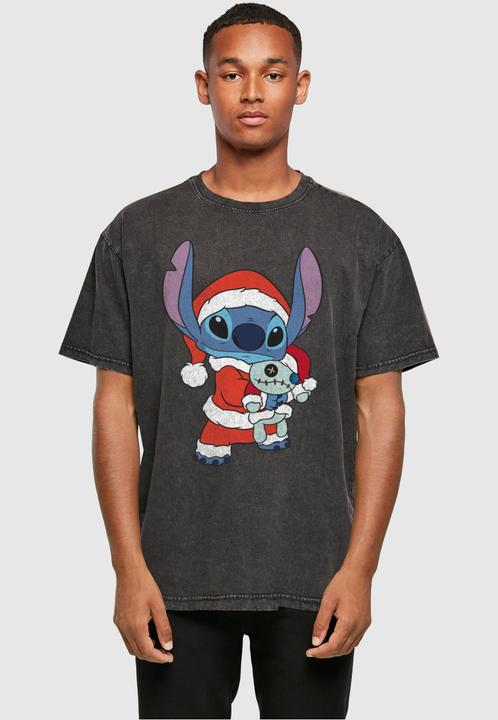 Actual product image Absolute Cult Lilo And Stitch - Christmas Acid Washed Oversized Tee - 114445 (M)