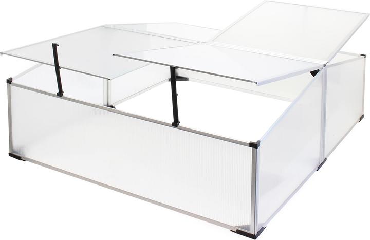 Produktbild Wiltec Doppel Frühbeet Alu 100x120x40cm Gemüsebeet Gewächshaus arretierbar