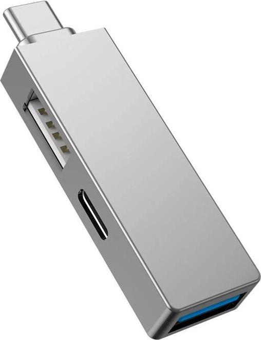 Actual product image Wiwu Converter T02 Type-C to 2xUSB 3.0 adapter Silver (USB-C)