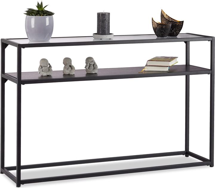 Relaxdays Black Glass Console Table