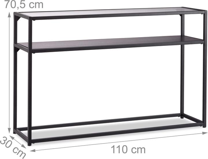 Actual product image Relaxdays Black Glass Console Table (110 x 30 x 70.5 cm)