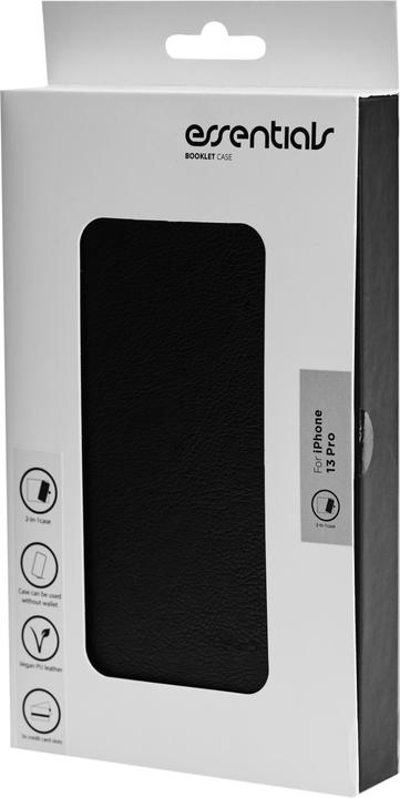 Actual product image Essentials iPhone 13 Pro PU wallet, detachable, 3 card, Black (Apple iPhone 13 Pro)