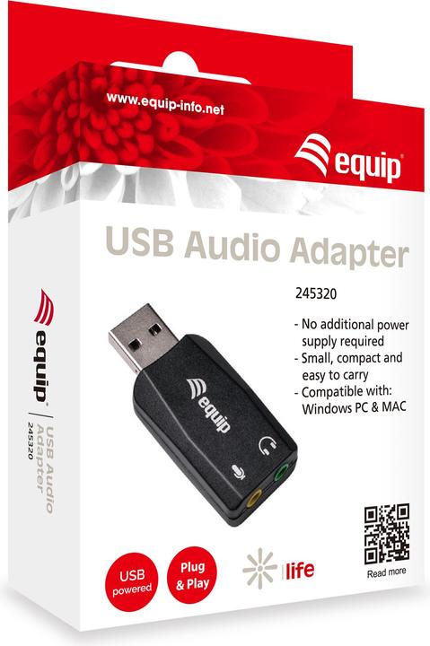 Actual product image equip USB sound adapter as additional sound card for headsets (USB)