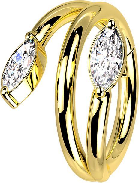 Actual product image Star Piercing Micro Segment Ring hinged gold plated vine with crystal (Surgical steel 316L, without brass)