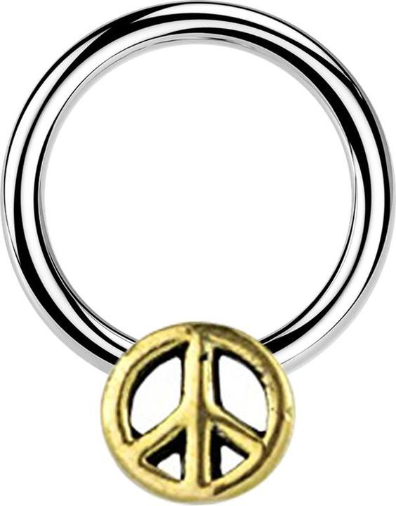 Star Piercing Micro Closure Ring silber Peace vergoldet (Messing, Chirurgenstahl 316L)