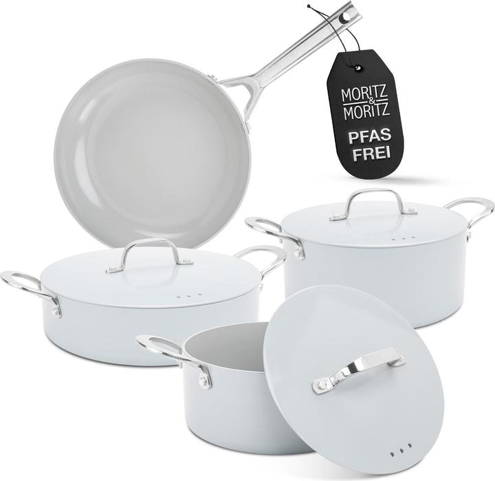 Moritz & Moritz 7-tlg Topf- und Pfannenset Grau (Pfannenset + Topfset, Aluminium)