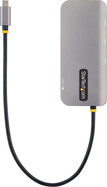 Produktbild StarTech com 127B-USBC-MULTIPORT, Verkabelt, USB 3.2 Gen 1 (3.1 Gen 1) Type-C, 100 W, 10,100,1000 Mb (USB-C, 4 Ports)