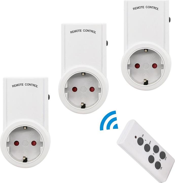 Produktbild Offgridtec 3er Set Steckdosenadapter Schuko mit Ein/Aus Schalter und Funkfernbedienung 30m