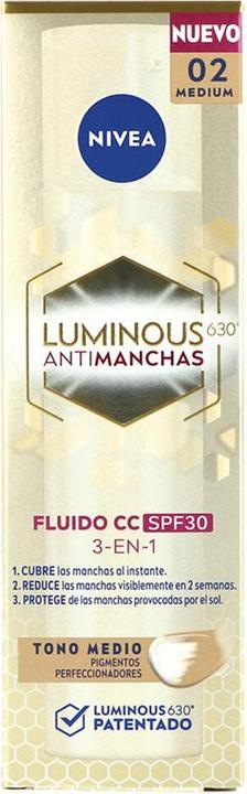 NIVEA Luminous 630 Anti-Spot Fluid CC SPF30 3-in-1 40ml CC Cream with Triple Action Tinted Face Suns (Mean value)